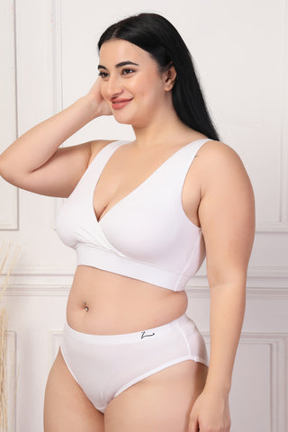 White Maternity Bra: Soft, breathable modal fabric moves with the body.