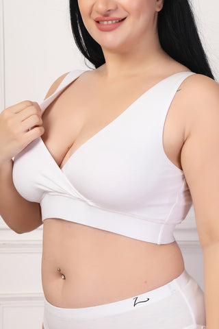 247 White Padded Maternity Feeding Bra and Panty Set