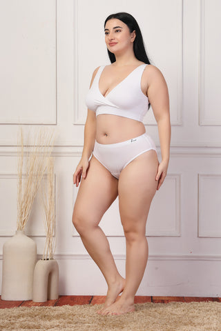 247 White Padded Maternity Feeding Bra and Panty Set