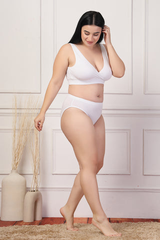 247 White Padded Maternity Feeding Bra and Panty Set