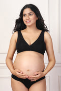 Black Padded Bra back; wide underbust band provides foundational support and comfort.
