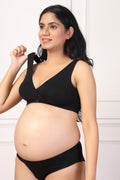 Black Feeding Bra; Signature U-Shaped Pads offer absorption and maintain shape.