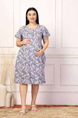 Lavender Breeze Maternity Feeding Dress