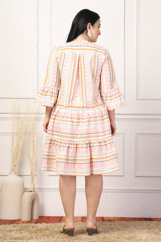 Peachy Glow Luxe Stripe Maternity Feeding Dress