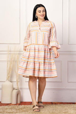 Peachy Glow Luxe Stripe Maternity Feeding Dress