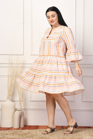 Peachy Glow Luxe Stripe Maternity Feeding Dress