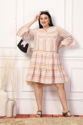 Peachy Glow Luxe Stripe Maternity Feeding Dress