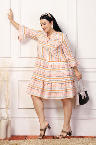 Peachy Glow Luxe Stripe Maternity Feeding Dress