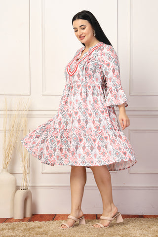 Blush Breeze Ikat Maternity TierDress