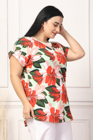 Fresh Floral Delight Maternity Zipless Feeding Top