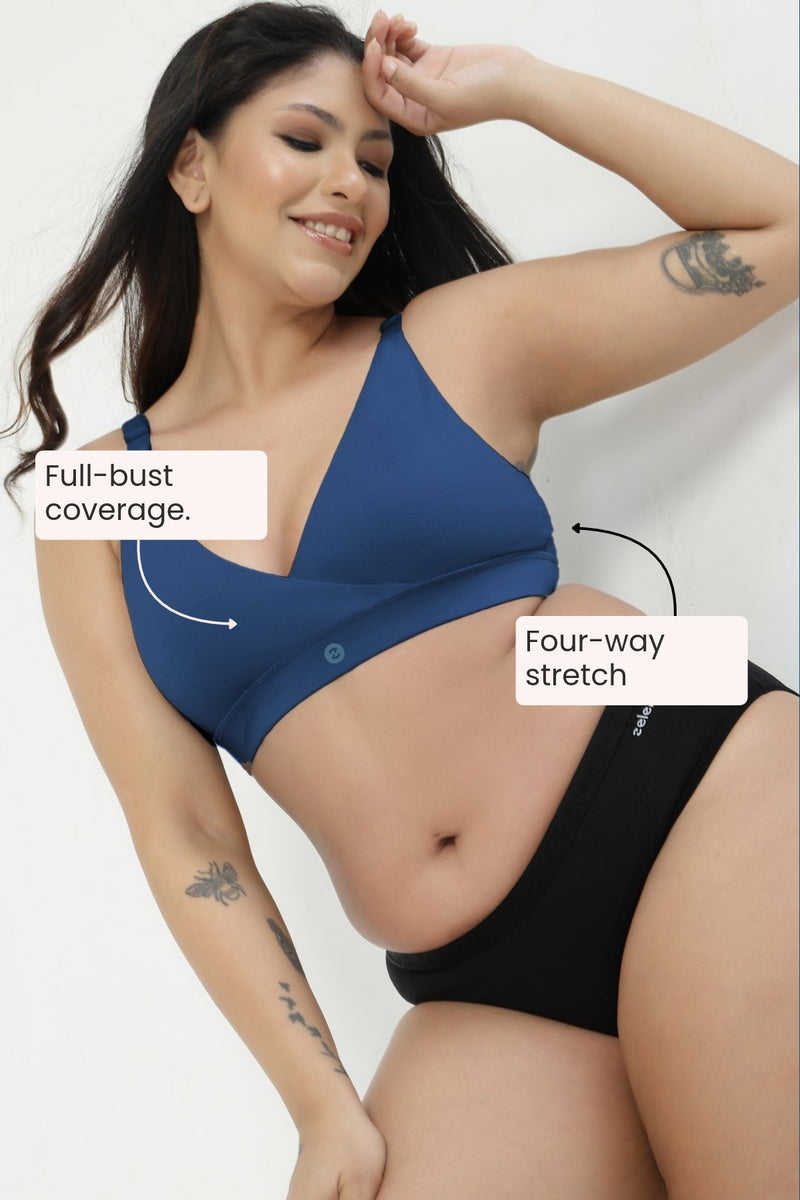 247 Extra Support Cotton Feeding Bra with Adjuster - Airforce