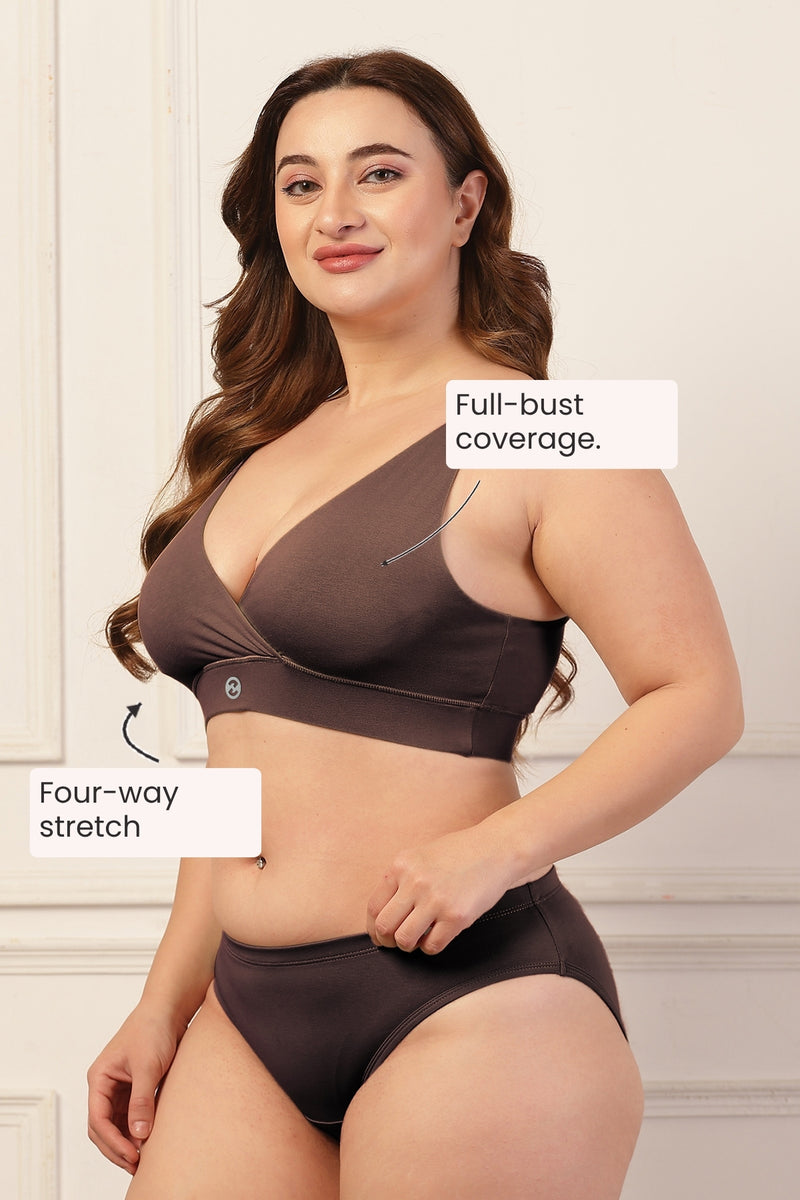 247 Extra Support Cotton Feeding Bra with Adjuster - Brown