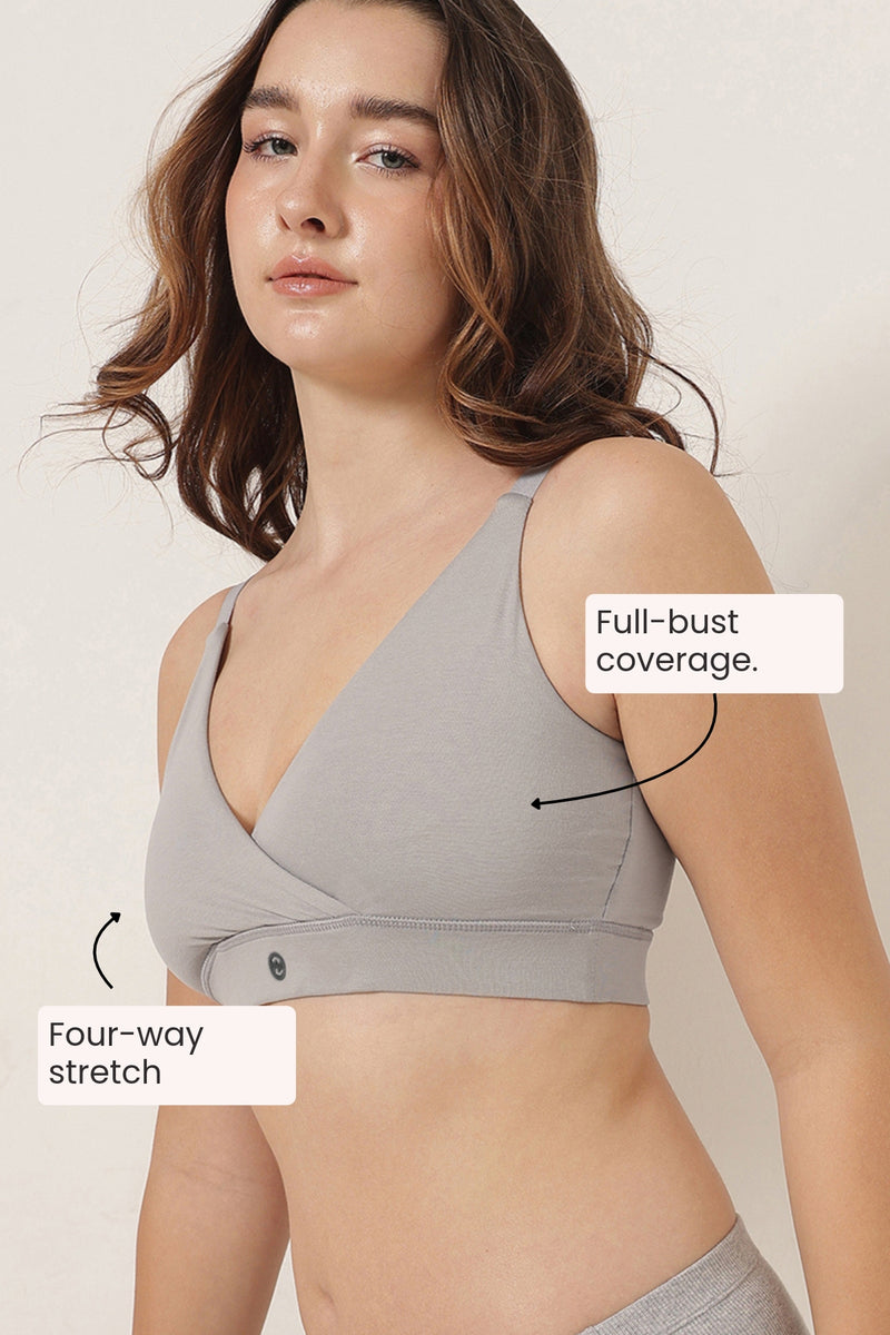 247 Extra Support Cotton Feeding Bra with Adjuster - Light Grey