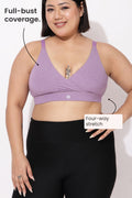 247 Extra Support Cotton Feeding Bra with Adjuster - Melange Purple