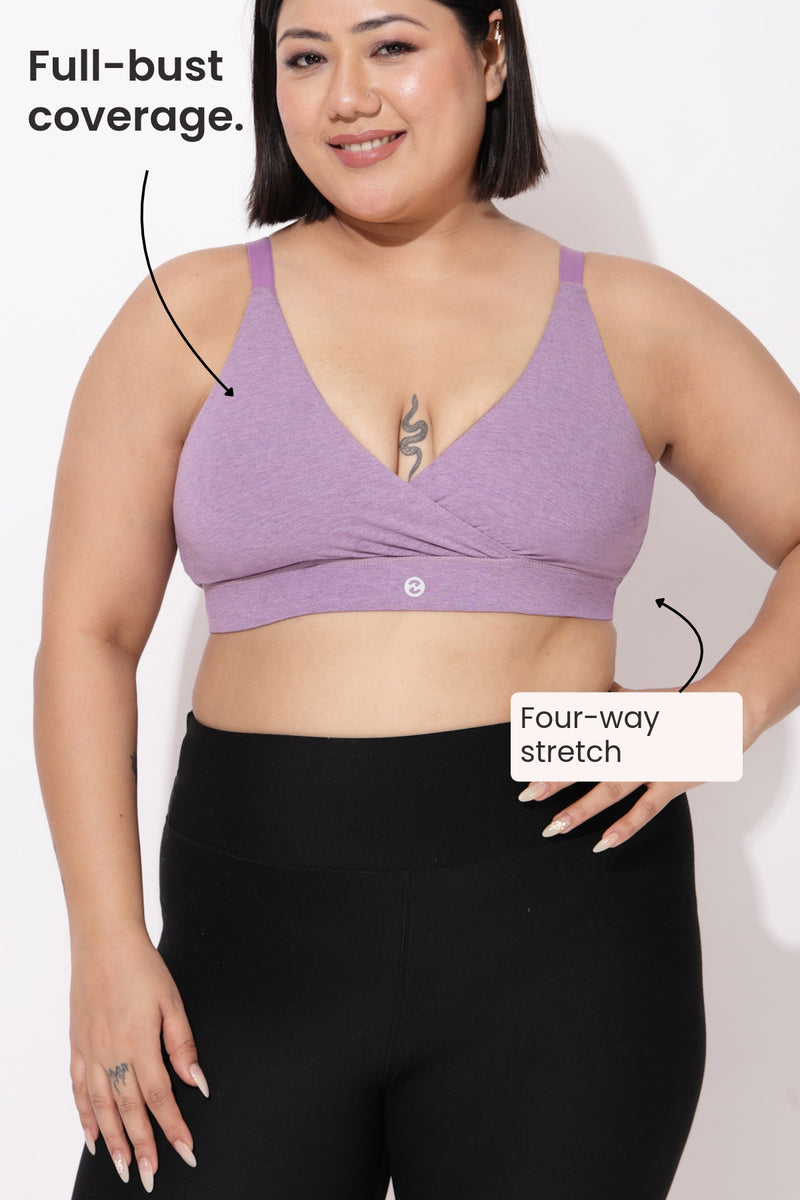 247 Extra Support Cotton Feeding Bra with Adjuster - Melange Purple