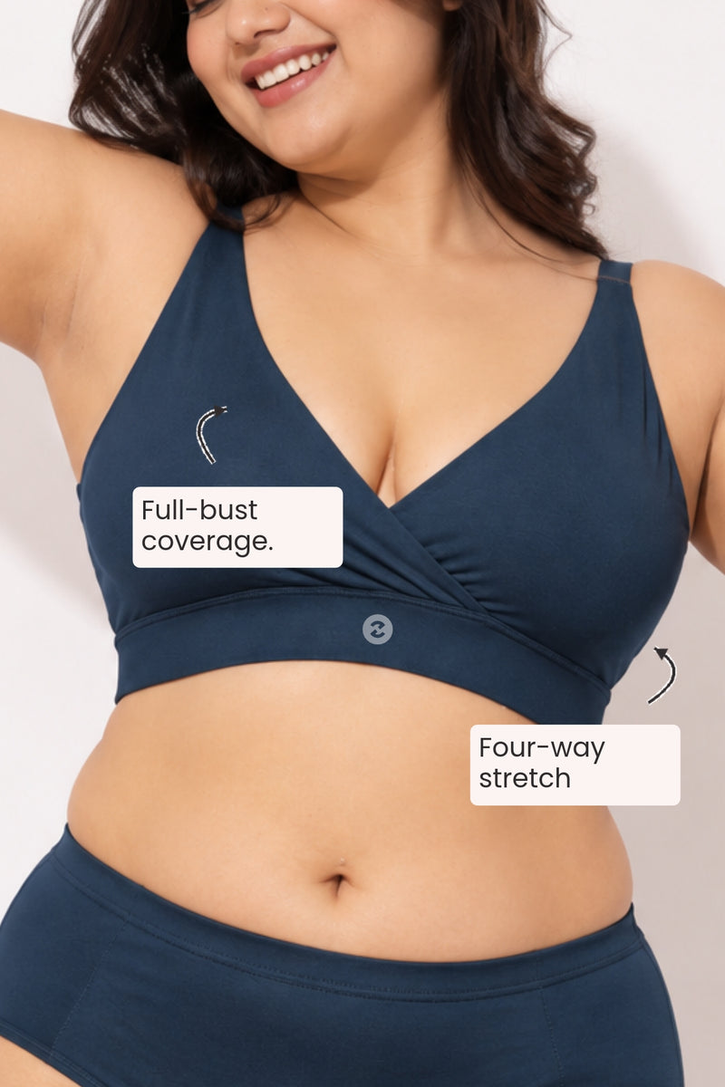 247 Extra Support Cotton Feeding Bra with Adjuster - Navy Blue