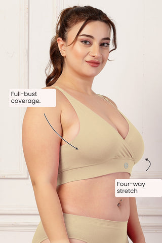 247 Extra Support Cotton Feeding Bra with Adjuster - Skin