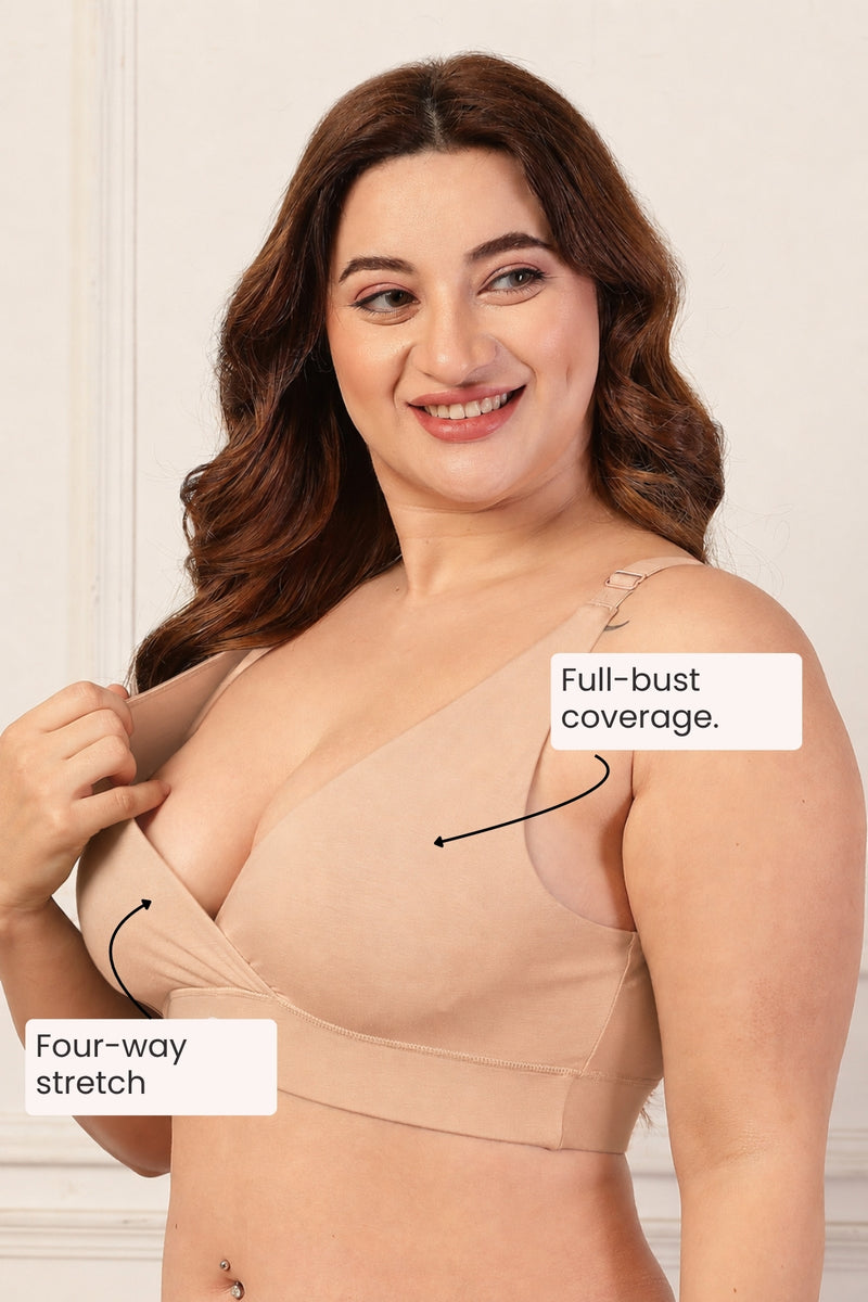 247 Extra Support Cotton Feeding Bra with Adjuster - Nude Almond