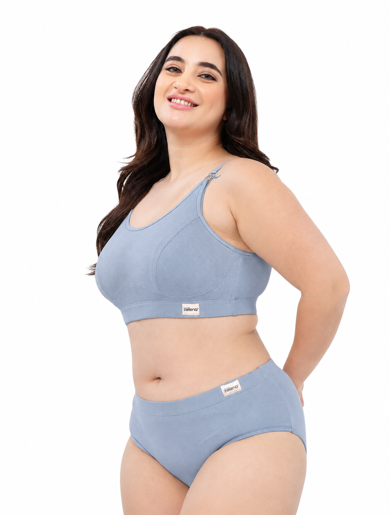 Riva Fine-Rib Cotton Feeding Bra - Mist