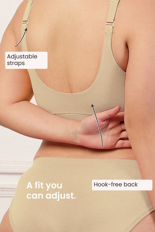 247 Extra Support Cotton Feeding Bra with Adjuster - Skin