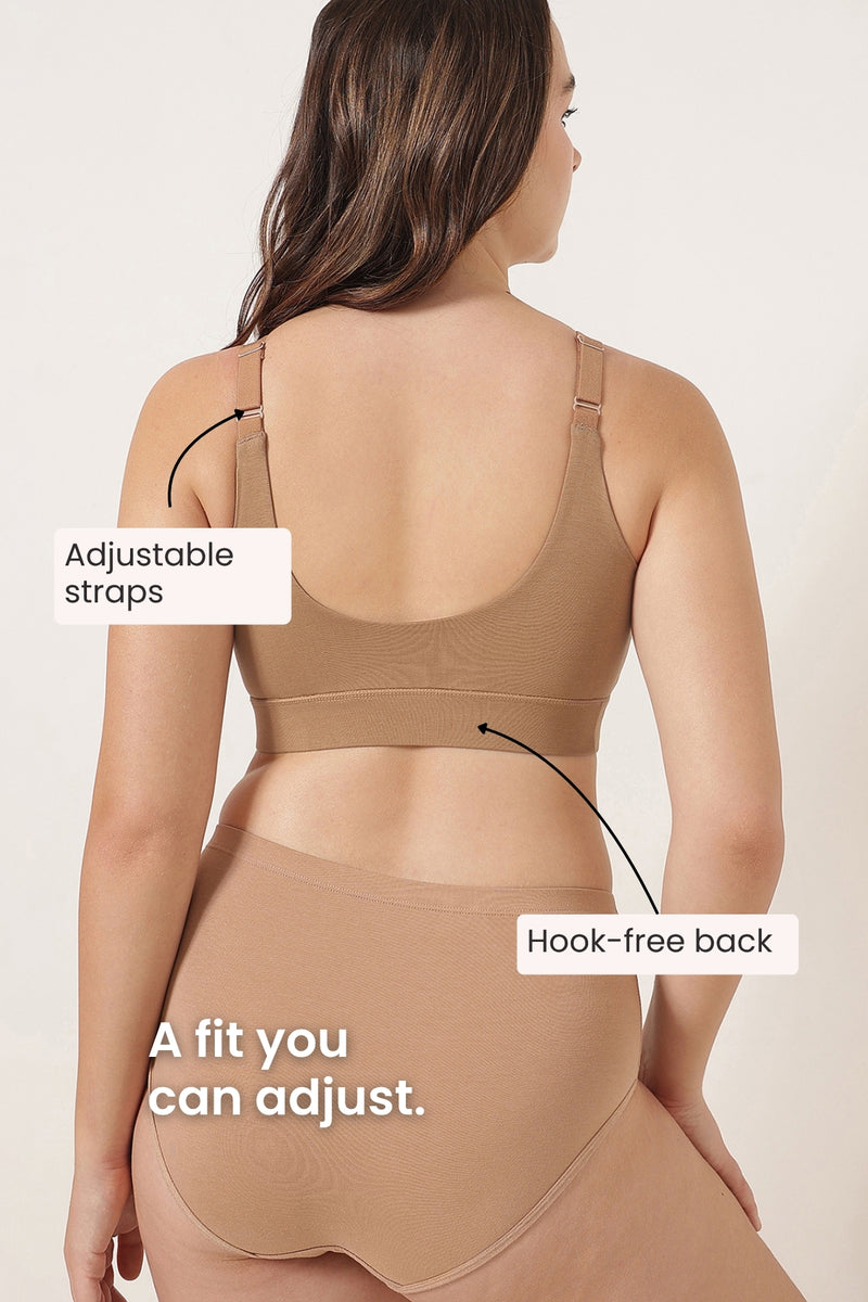 247 Extra Support Cotton Feeding Bra with Adjuster - Honey