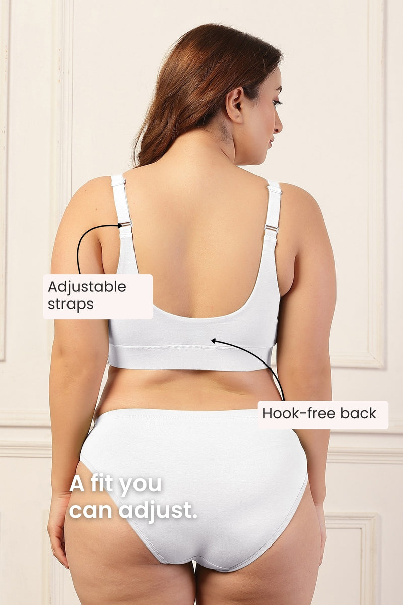 247 Extra Support Cotton Feeding Bra with Adjuster - White