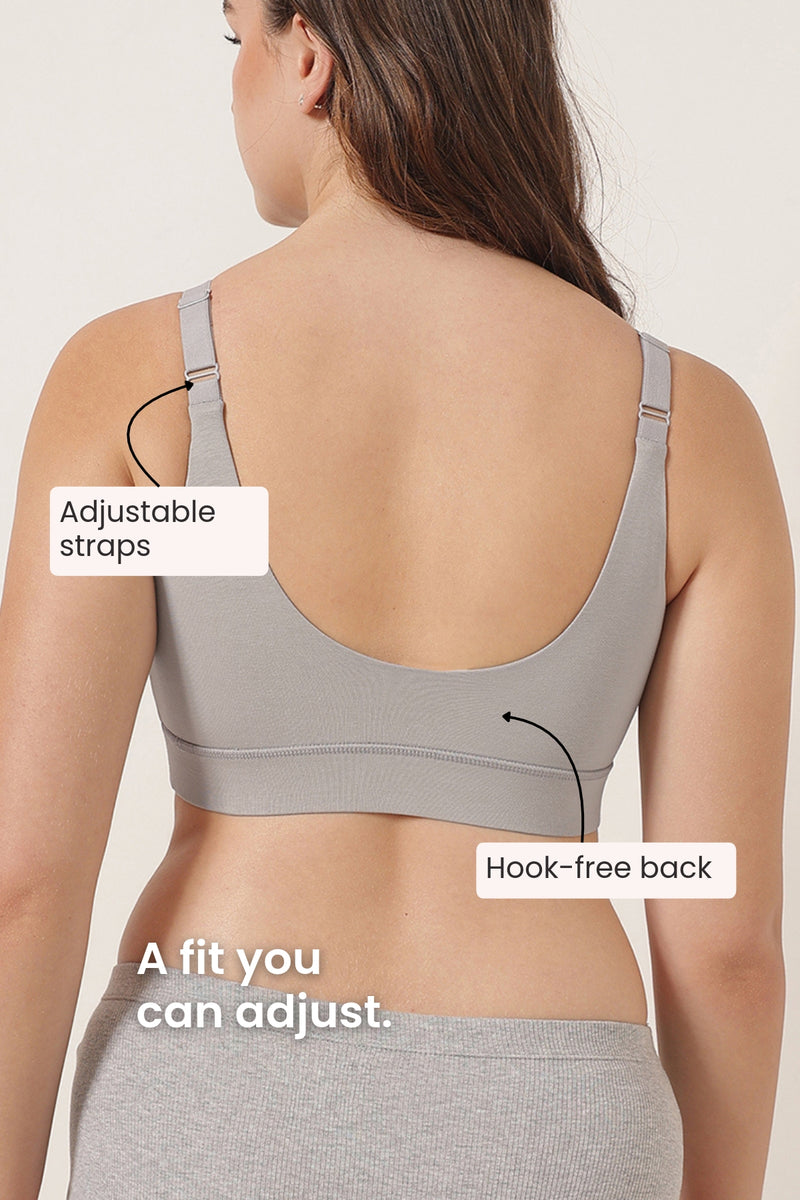 247 Extra Support Cotton Feeding Bra with Adjuster - Light Grey