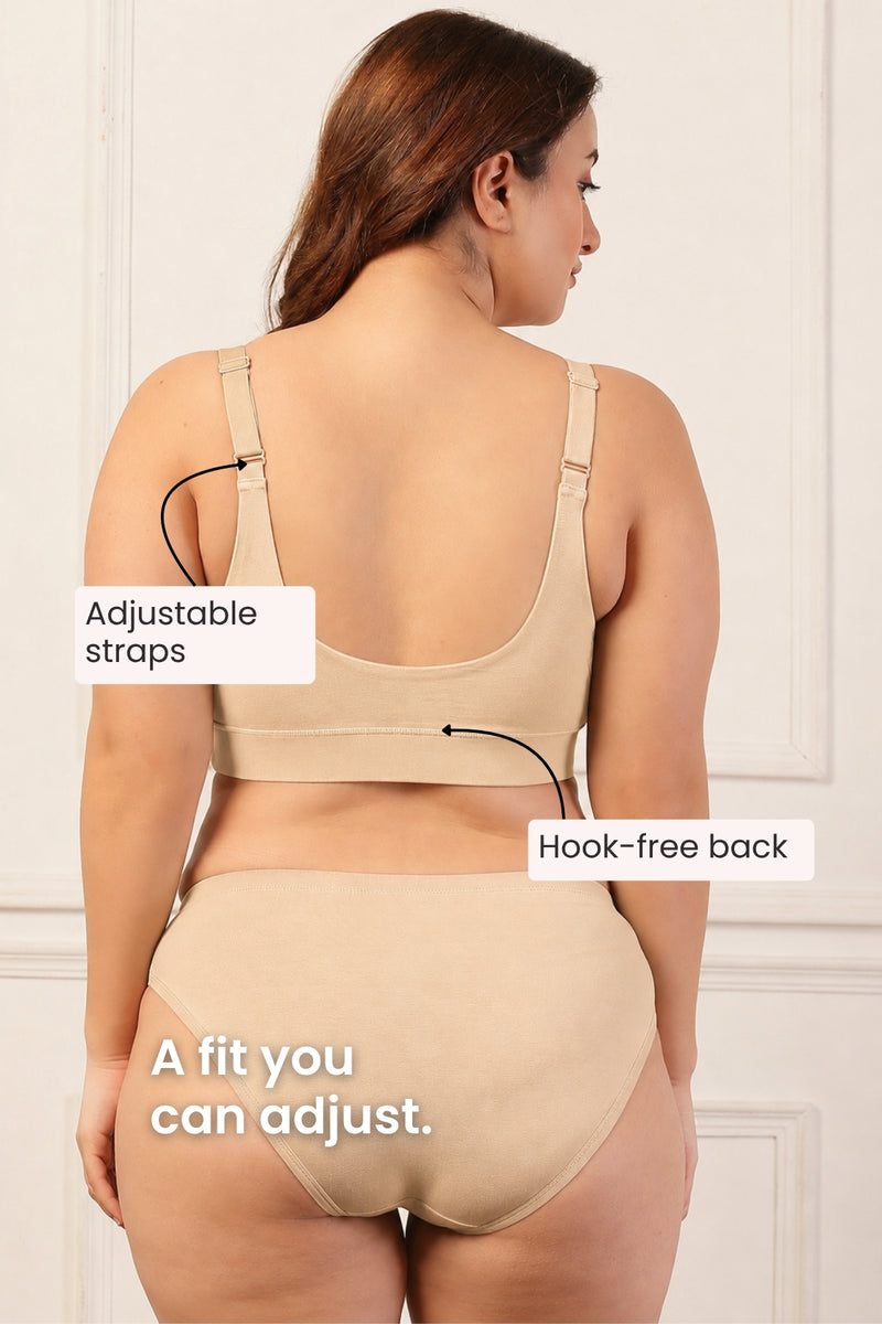 247 Extra Support Cotton Feeding Bra with Adjuster - Butter