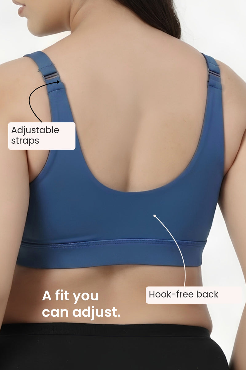 247 Extra Support Cotton Feeding Bra with Adjuster - Airforce