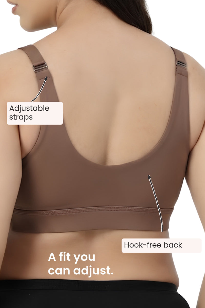247 Extra Support Cotton Feeding Bra with Adjuster - Mocha