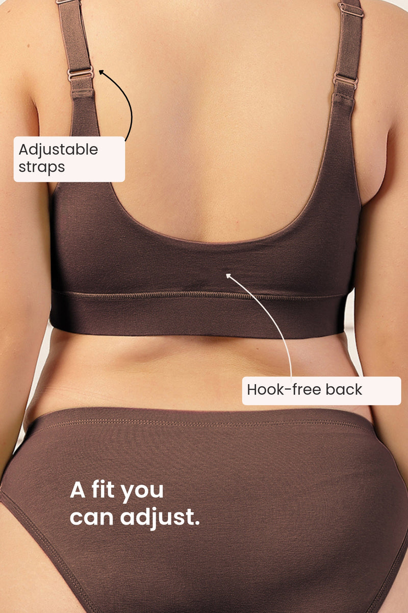 247 Extra Support Cotton Feeding Bra with Adjuster - Brown