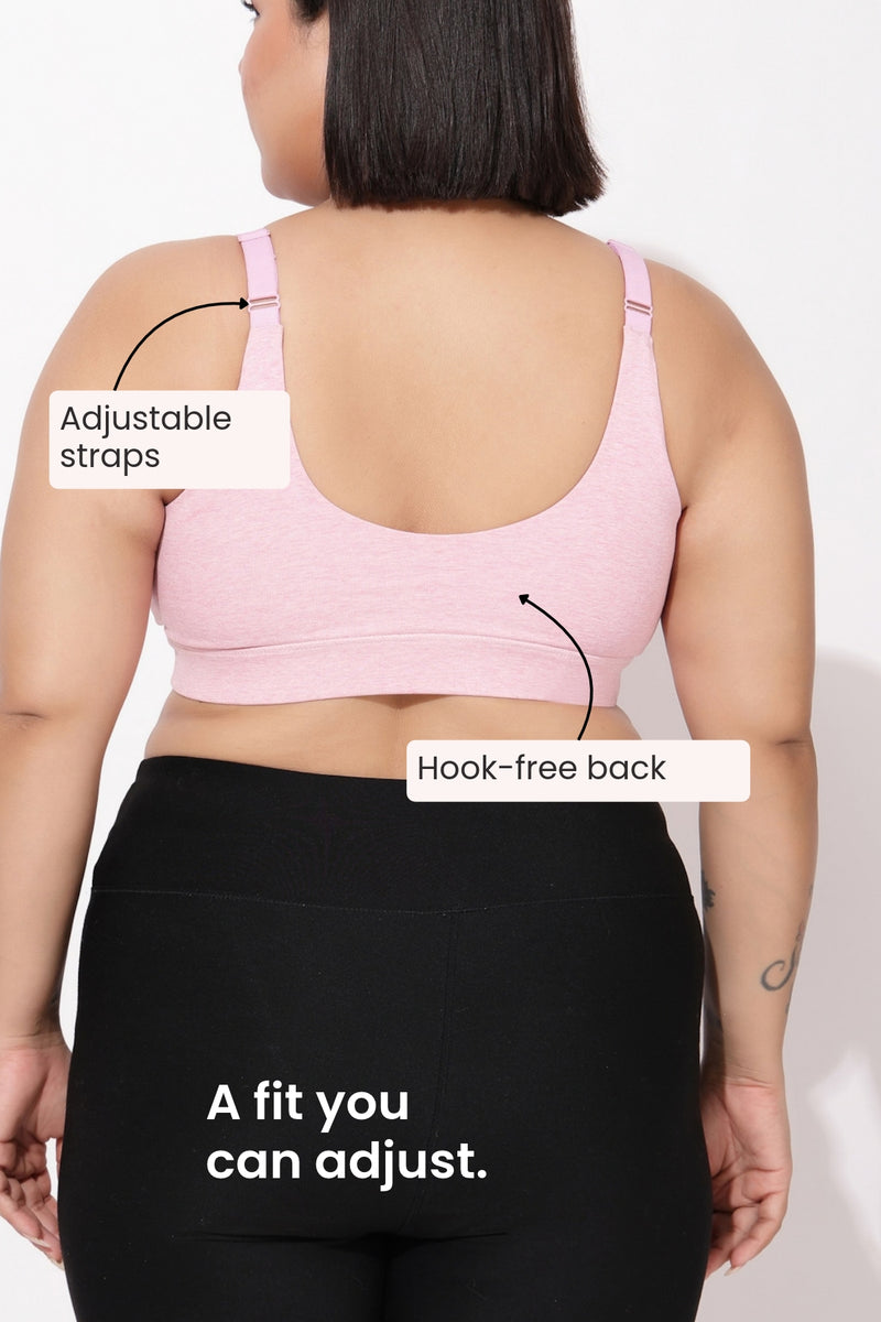 247 Extra Support Cotton Feeding Bra with Adjuster - Melange Pink