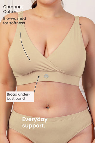 247 Extra Support Cotton Feeding Bra with Adjuster - Skin