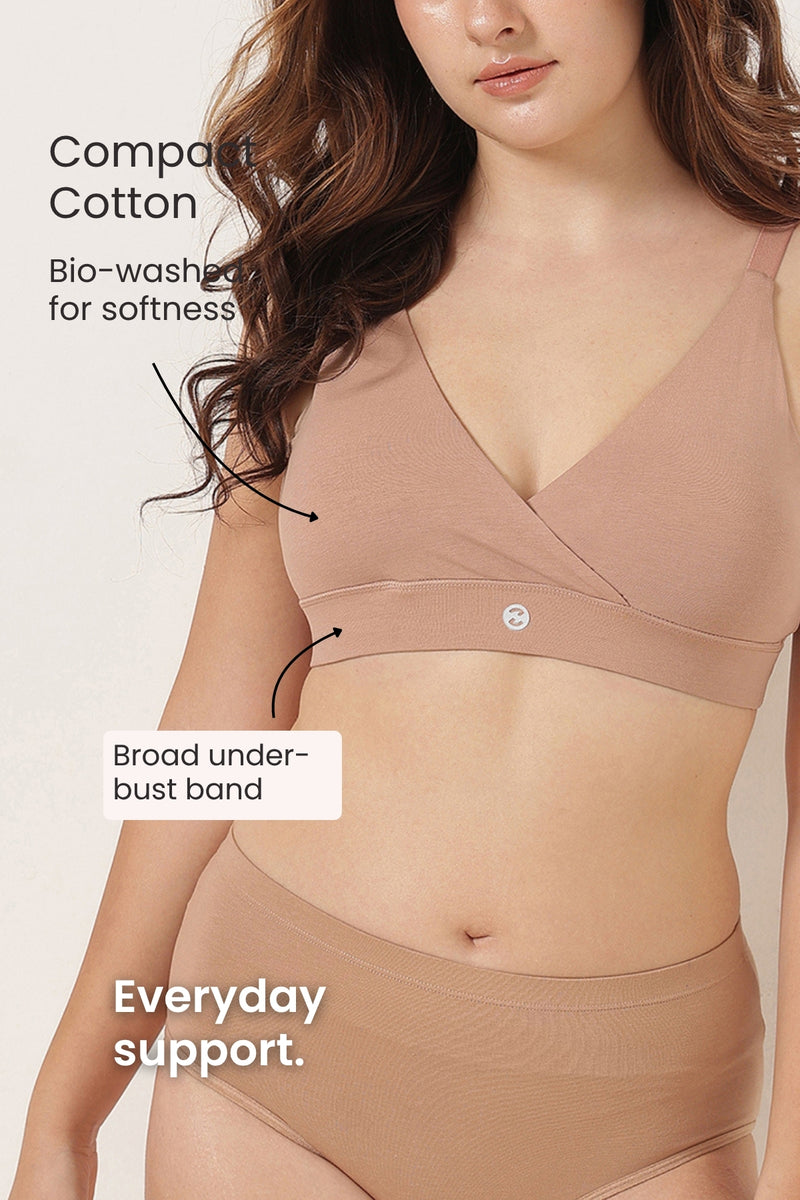 247 Extra Support Cotton Feeding Bra with Adjuster - Caramel