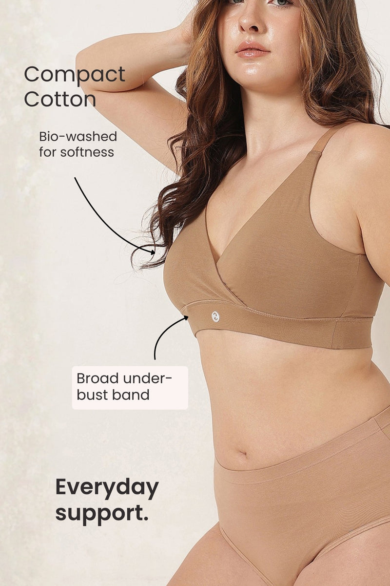 247 Extra Support Cotton Feeding Bra with Adjuster - Honey