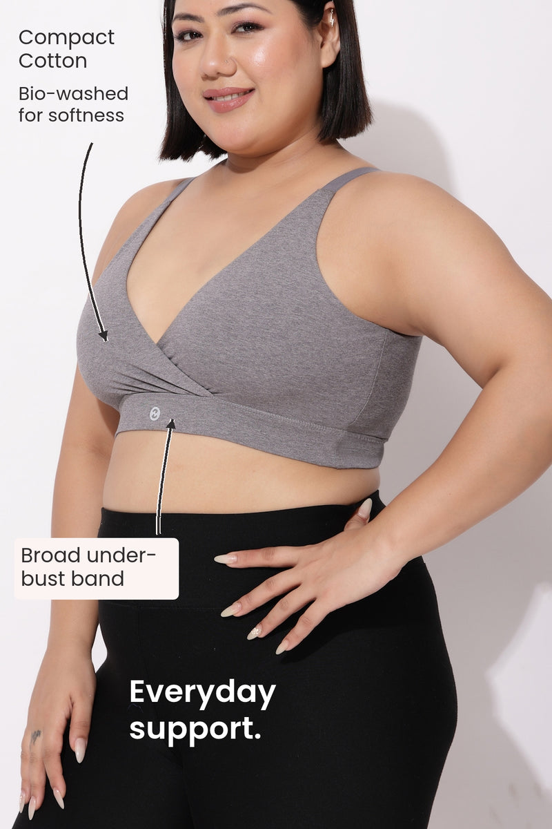 247 Extra Support Cotton Feeding Bra with Adjuster - Melange Anthrea