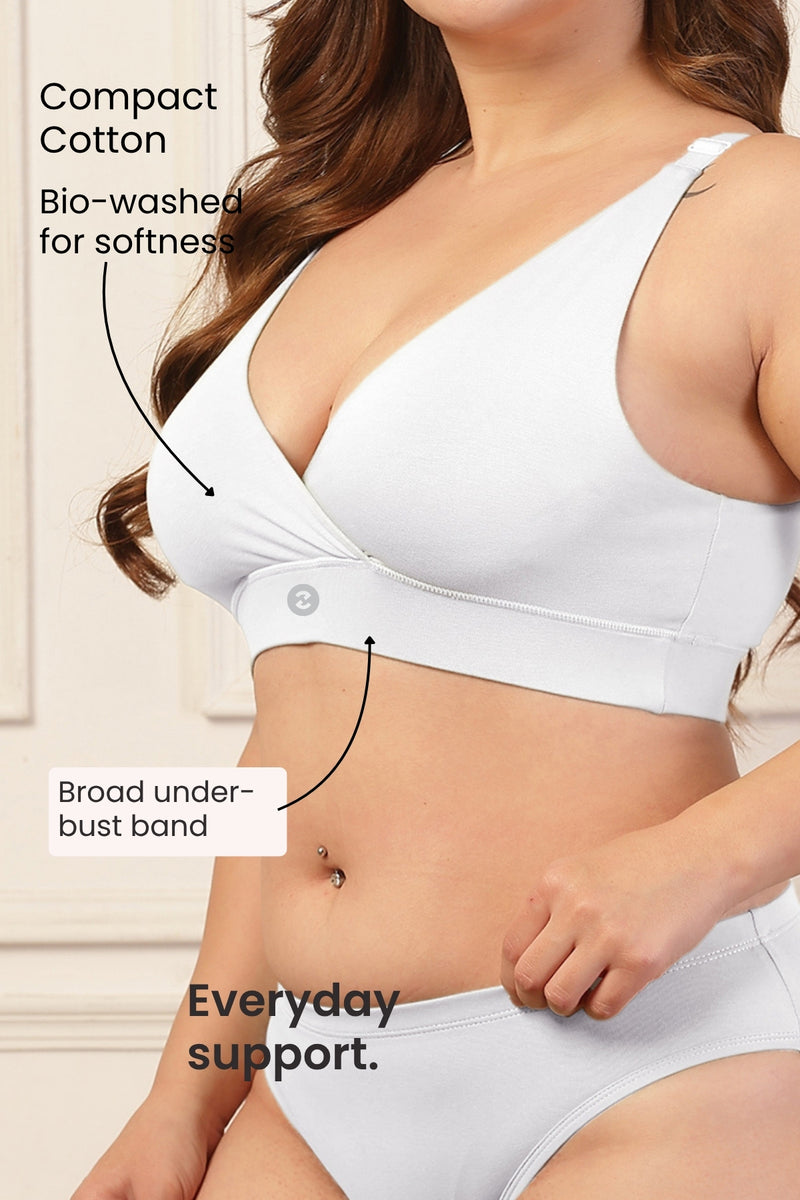 247 Extra Support Cotton Feeding Bra with Adjuster - White