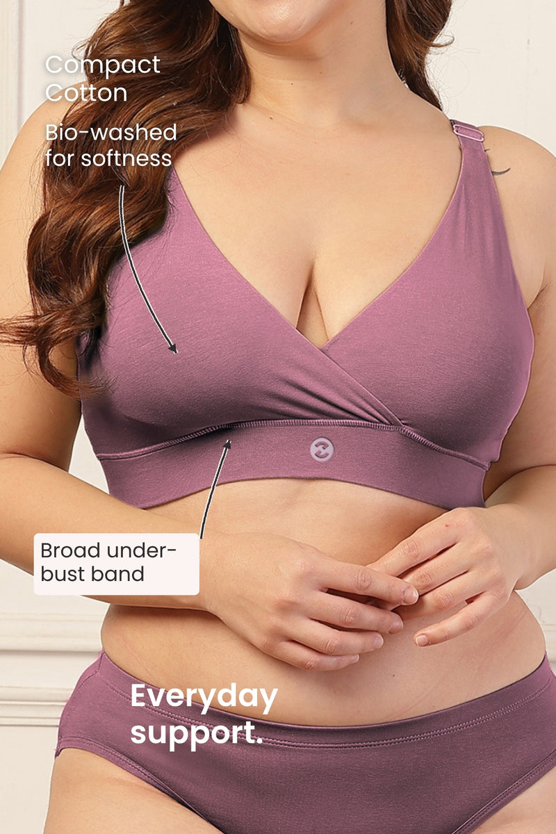 247 Extra Support Cotton Feeding Bra with Adjuster - Lilac