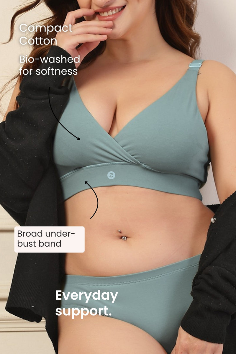 247 Extra Support Cotton Feeding Bra with Adjuster - Mint