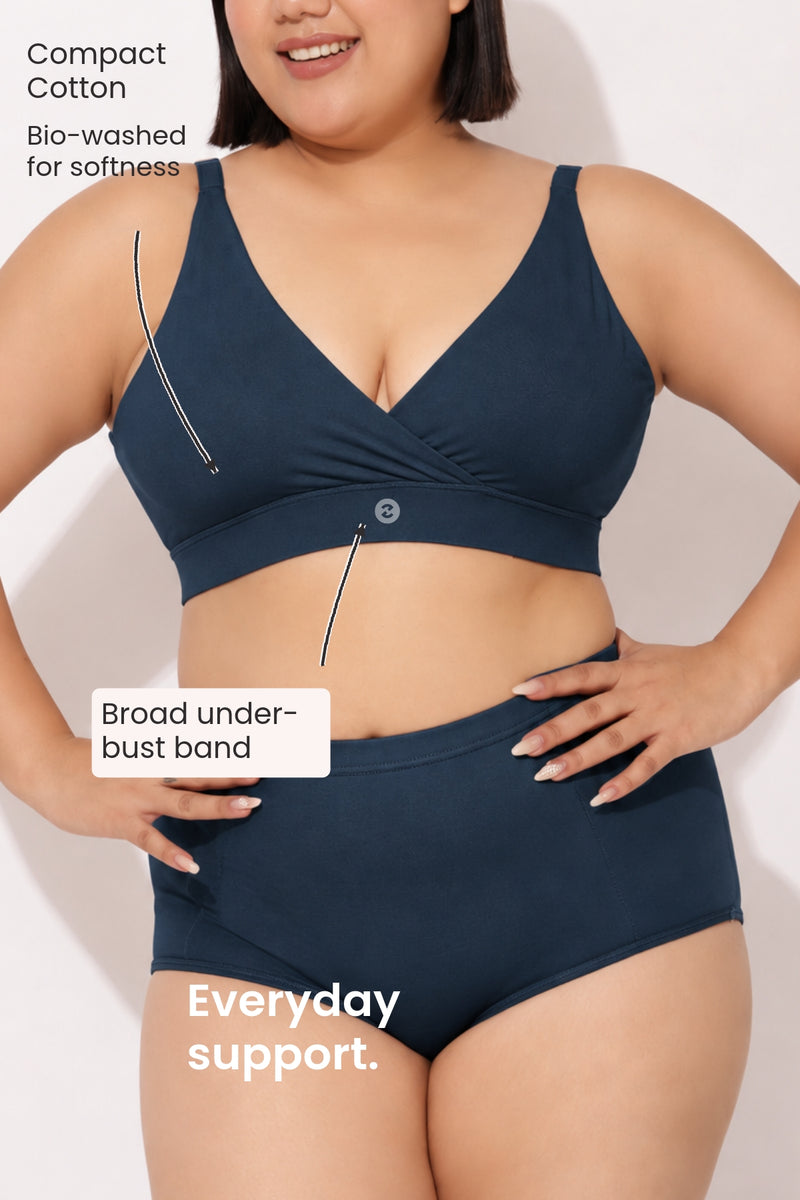 247 Extra Support Cotton Feeding Bra with Adjuster - Navy Blue