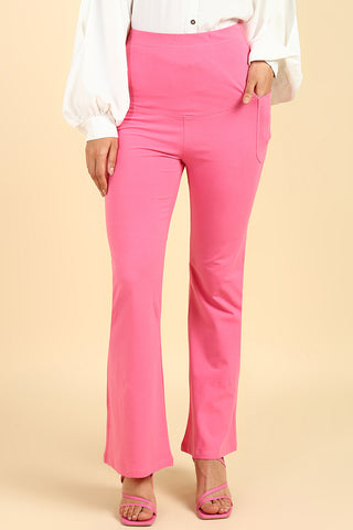 Fit & Flare Cotton Pink Maternity Pants (Pregnancy & Postpartum)