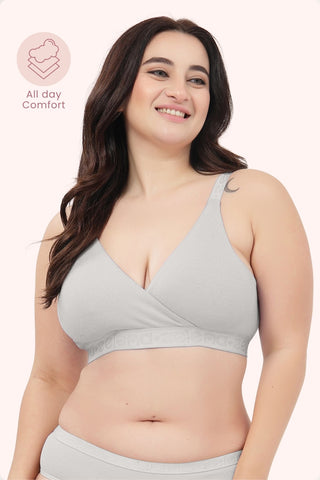 Zena Fine-Rib Bra Pack of 3 - ( Rose Gold, Lavender & Grey Melange )