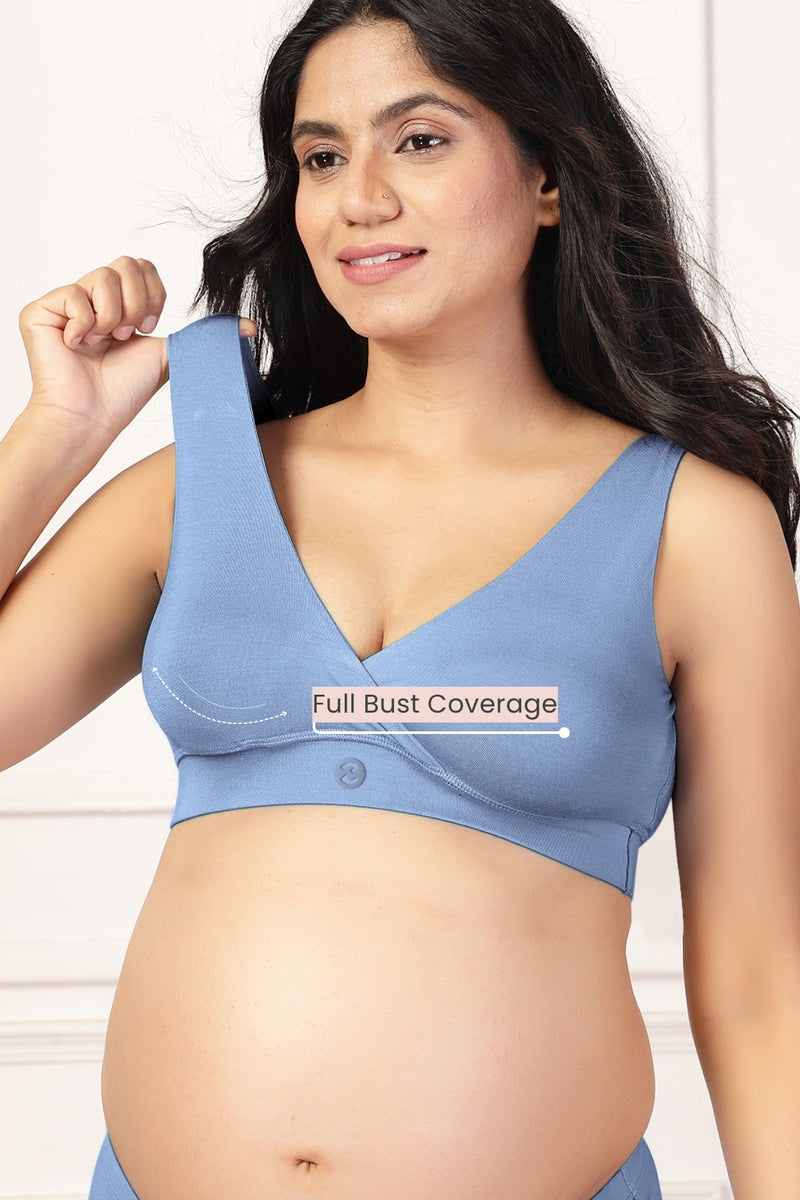247 (Upgraded) Cornflower Blue Modal Padded Maternity Feeding Bra