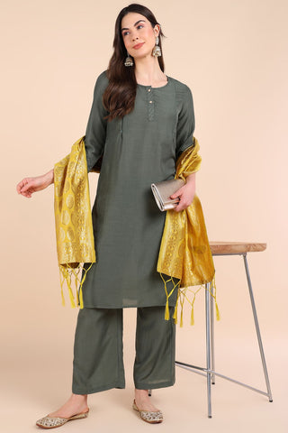 Pastel Green Maternity Suit Set with Dupatta