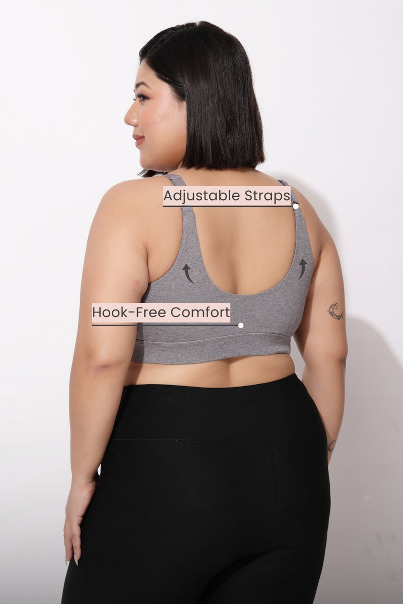 247 Extra Support Cotton Feeding Bra with Adjuster - Melange Anthrea