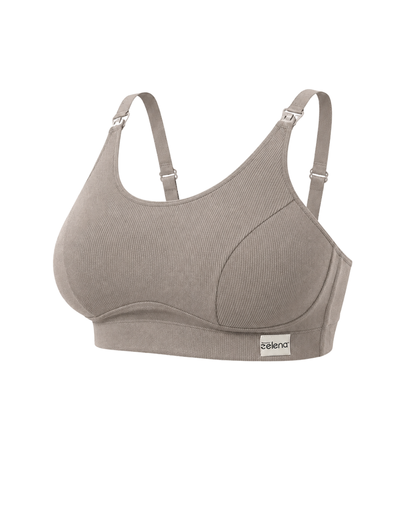 Riva Fine-Rib Cotton Feeding Bra - Dark Skin