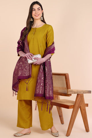 Yellow Maternity Suit Set with Dupatta - House Of Zelena™