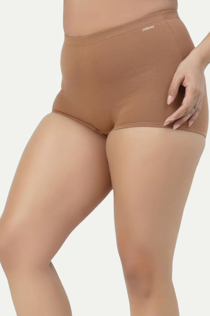 Cotton High Rise Boy Short - Dark skin