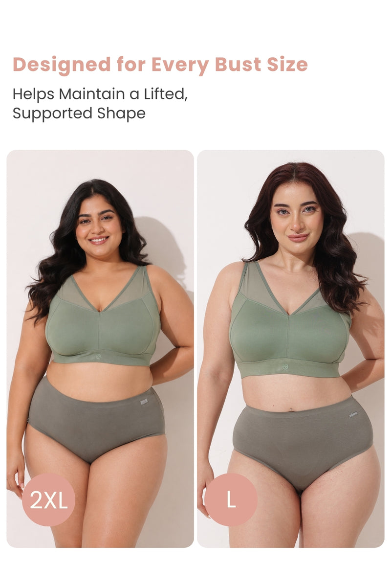 Sculpt & Lift Powermesh Bra - Sage Green