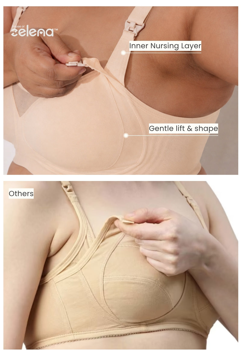 Sculpt & Lift Powermesh Nursing Bra - Champagne
